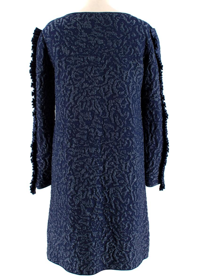 Antonino Valenti Navy with Metallic Thread Ruffled Dress
