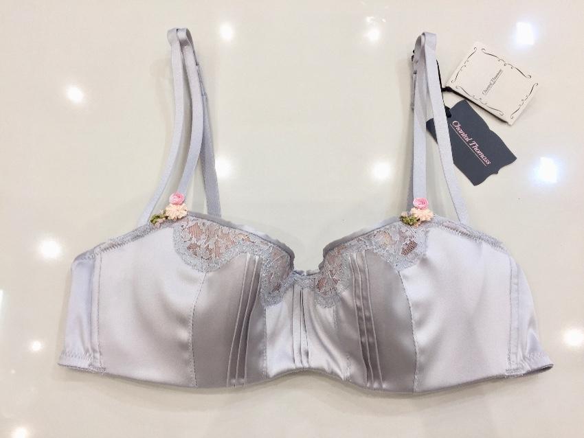 Chantal Thomass Cloud Grey Silk Balconette Bra & French Short Set