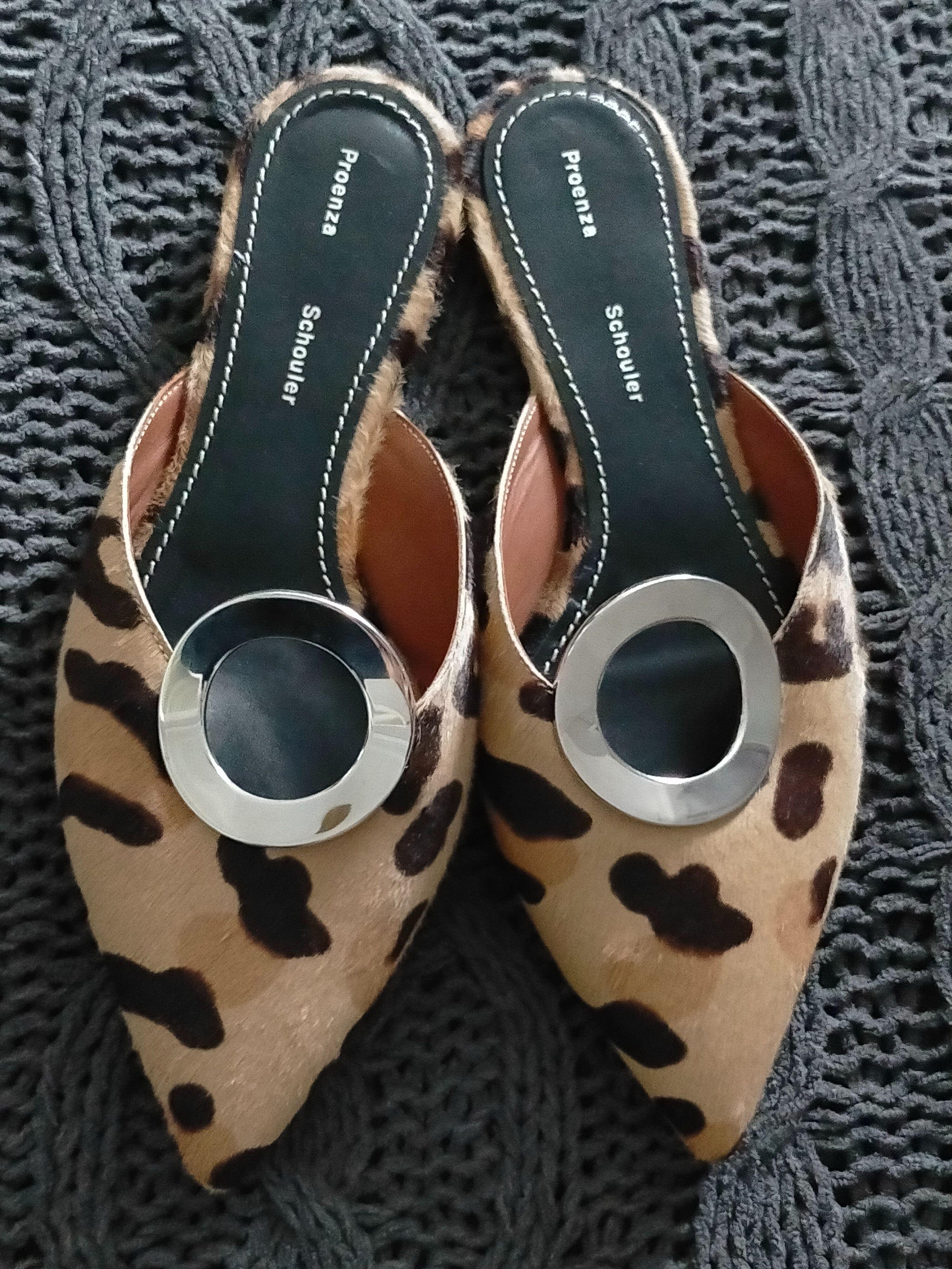 Eyelet-embellished Leopard-print Calf Hair Slippers