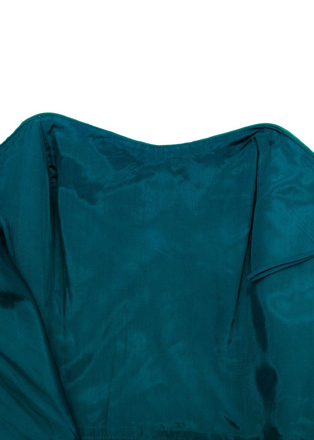 Bruce Oldfield Green Bandeau Asymmetric Silk Dress