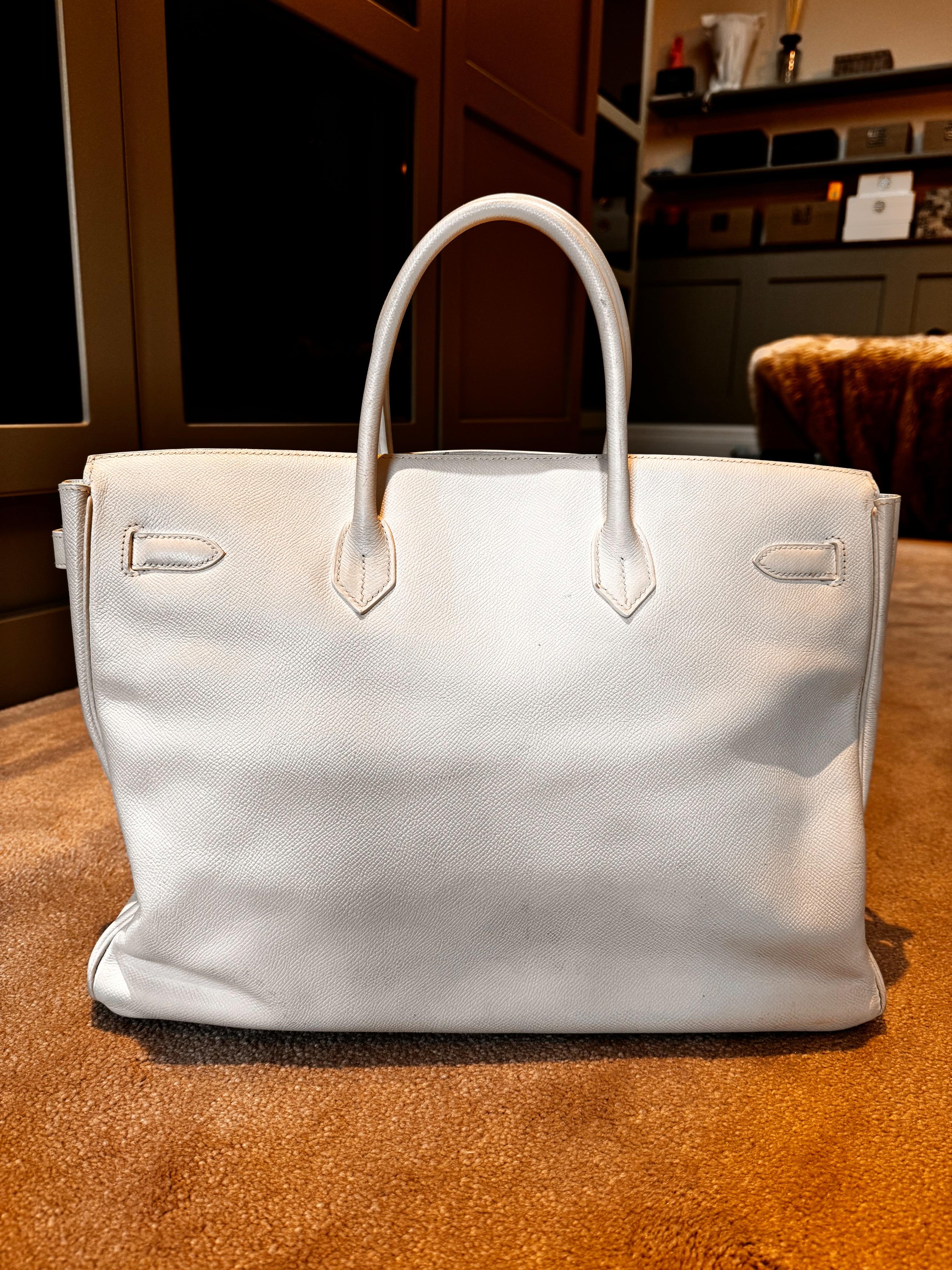 Hermes White Birkin 40 Retourne with Palladium Hardware