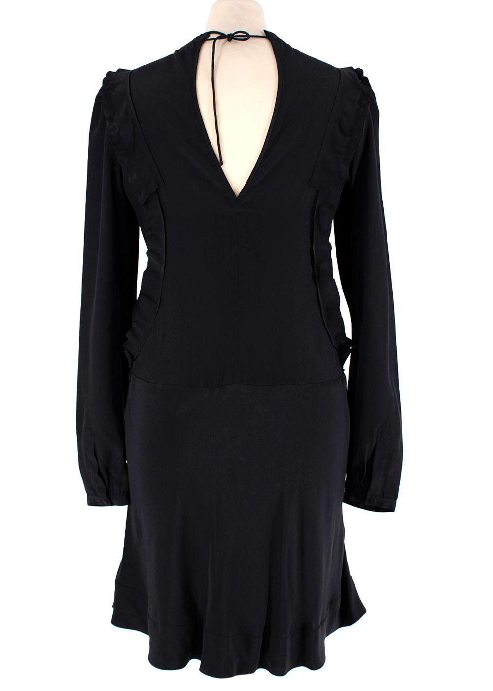 Black Silk Ruffle Mini Dress