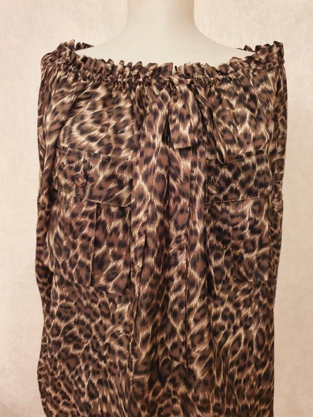 Zimmermann Leopard Print Oversize Balloon Sleeve Top