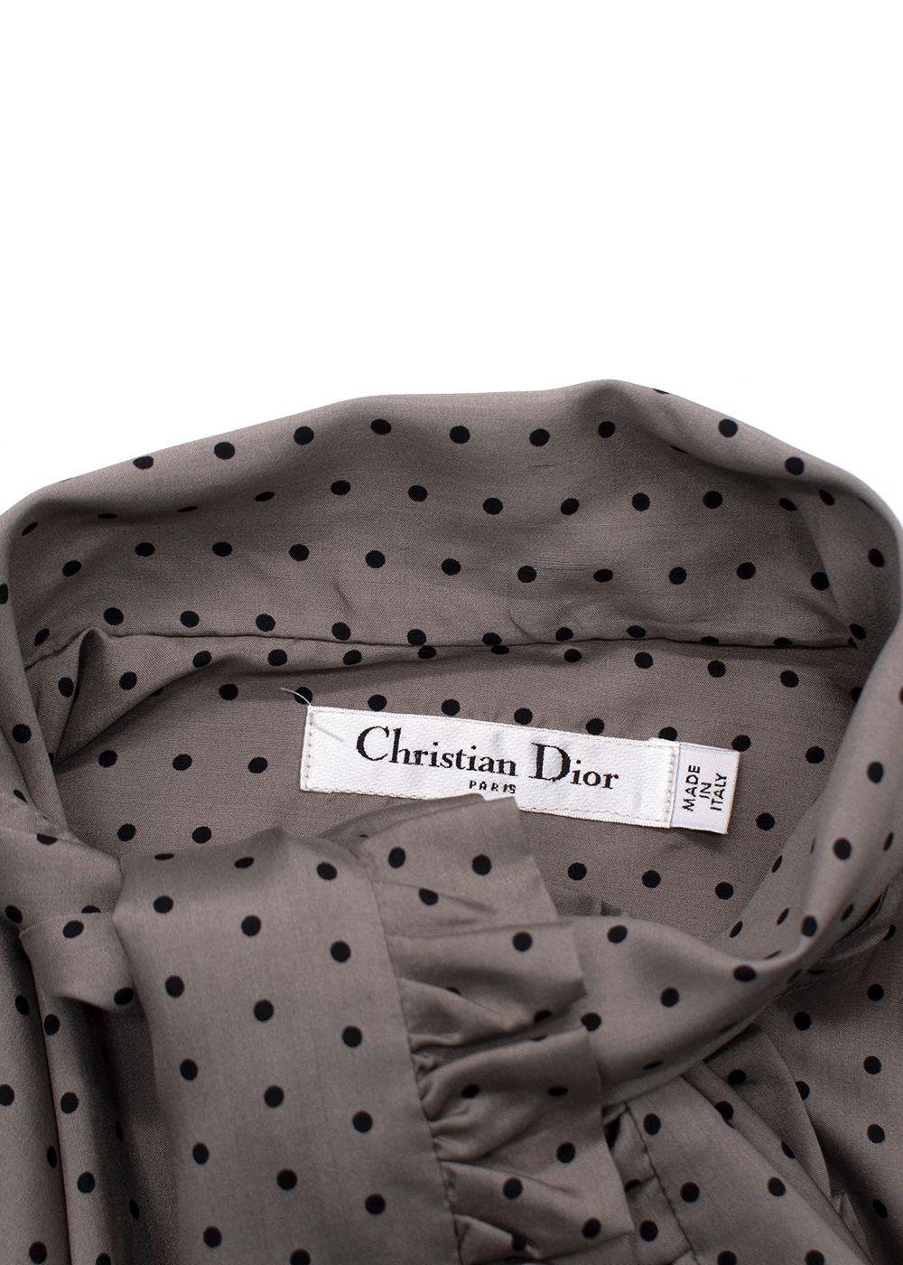 Dior Grey Polka Dot Silk Blouse