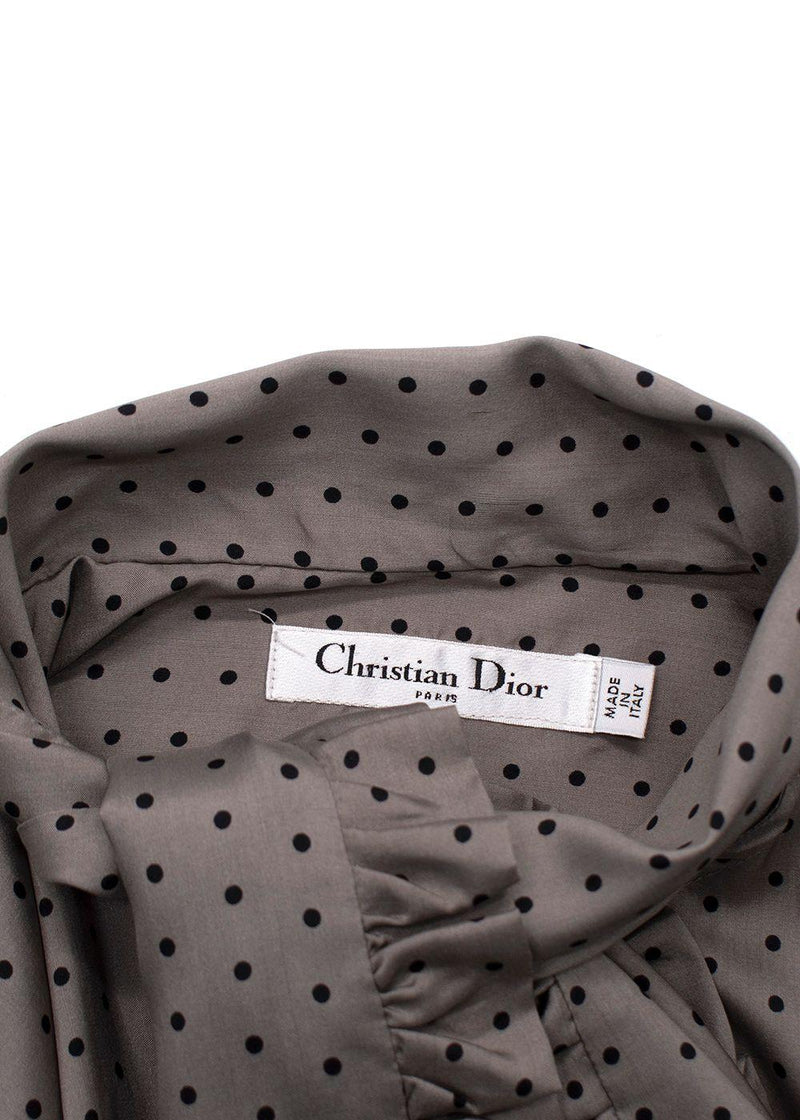 Dior Grey Polka Dot Silk Blouse
