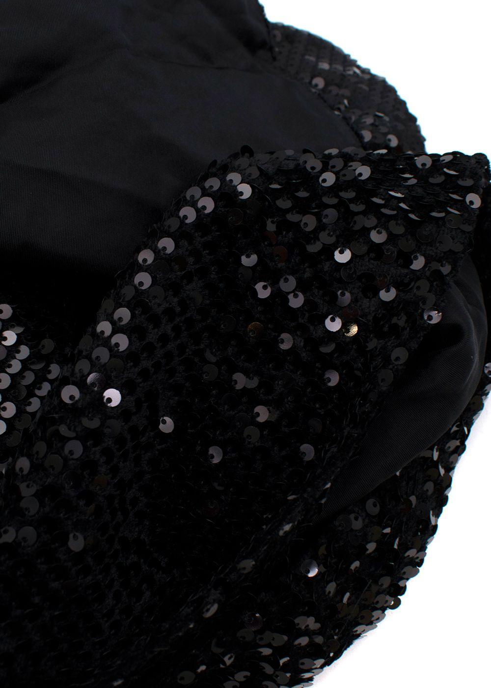Black Sequinned Peplum Mini Skirt