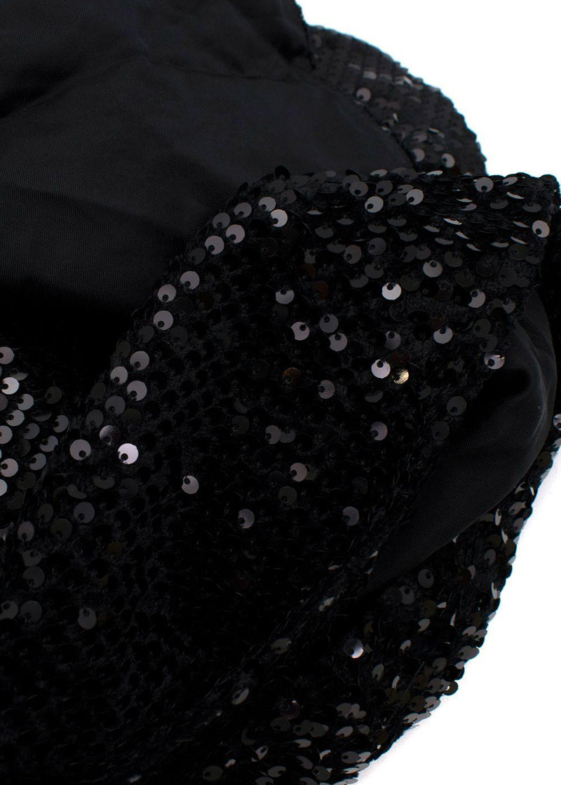 Black Sequinned Peplum Mini Skirt