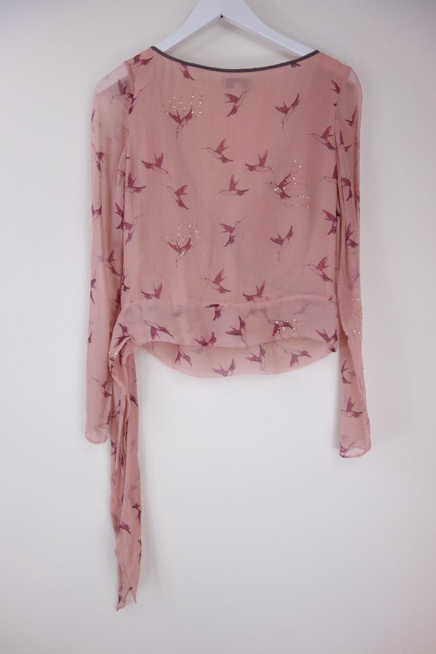 Temperley hummingbird-print wrap top