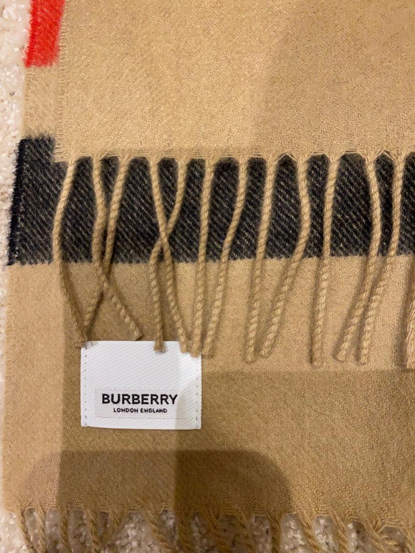 Burberry Archive Beige Cashmere Fringed Scarf
