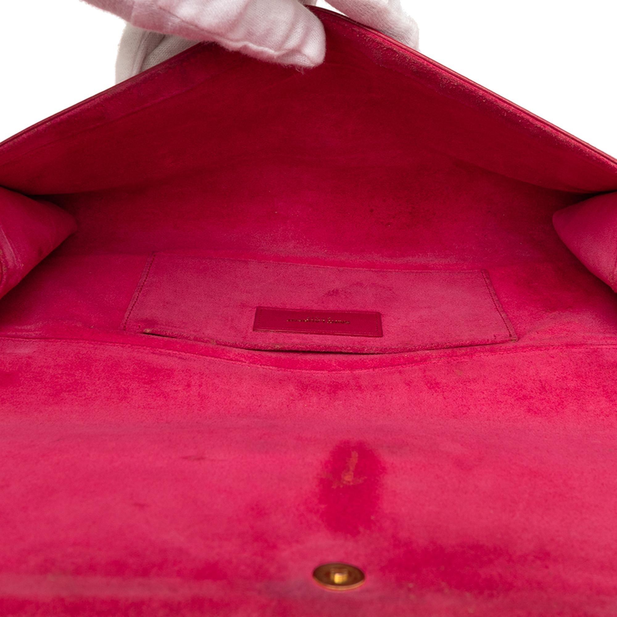 Saint Laurent Pink Leather Chyc Ligne Clutch