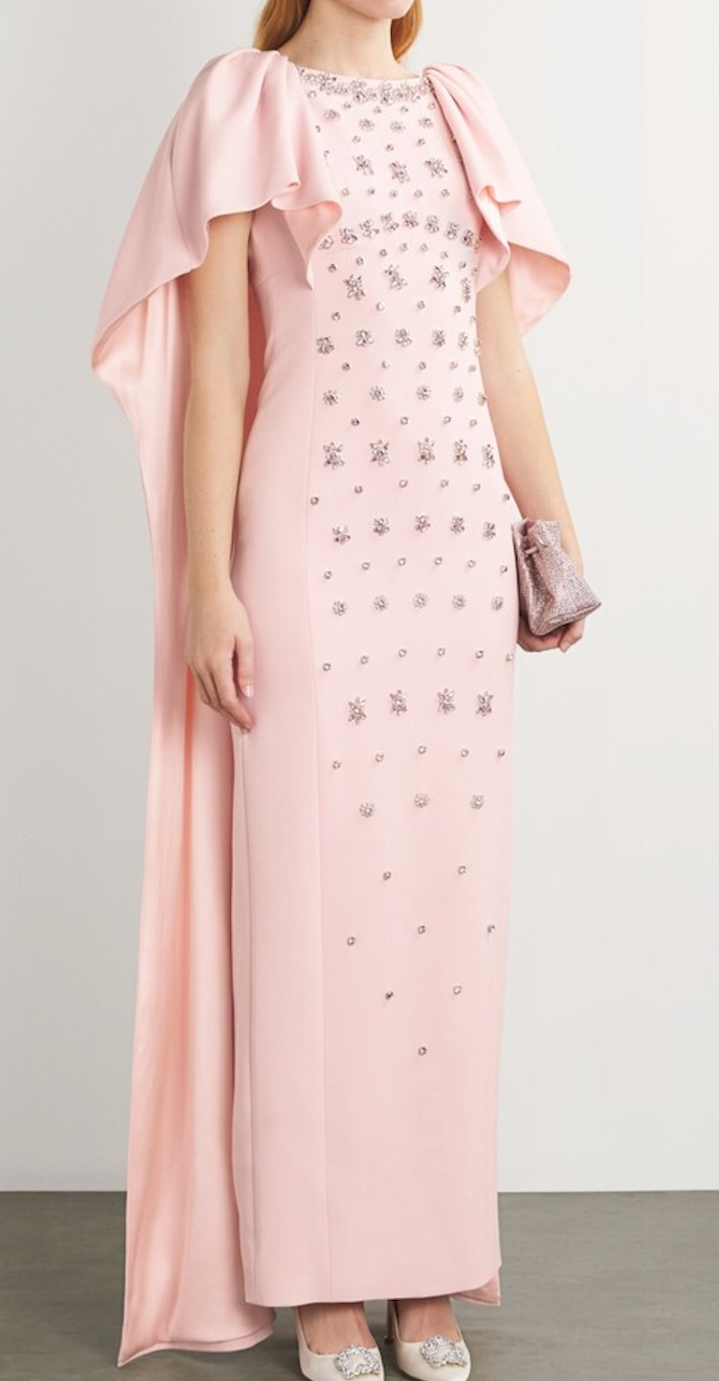 Huishan Zhang Crystal-Embellished Emory Cape Gown