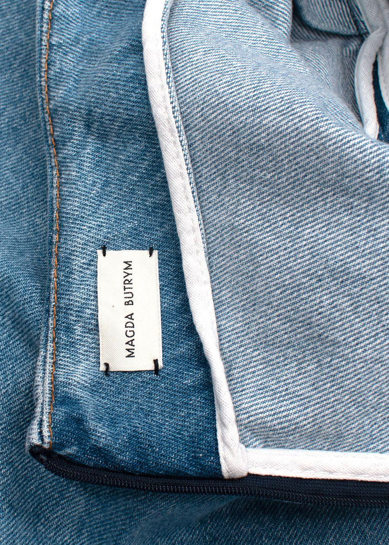Magda Butrym Denim Rose Sash Mini Skirt