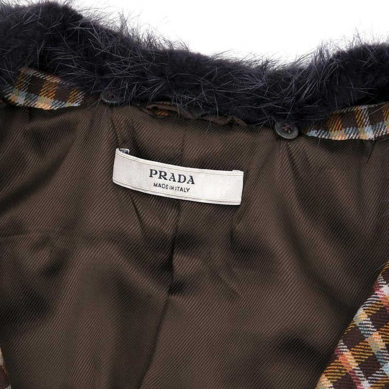 Prada Wool  Check Midi Coat