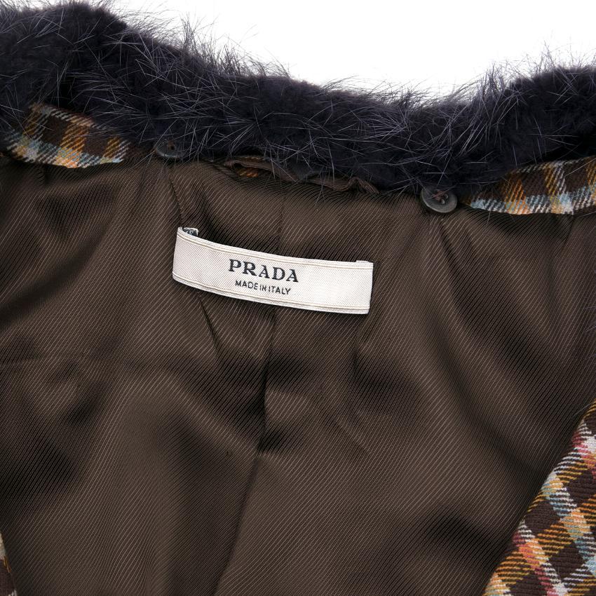 Prada Wool  Check Midi Coat