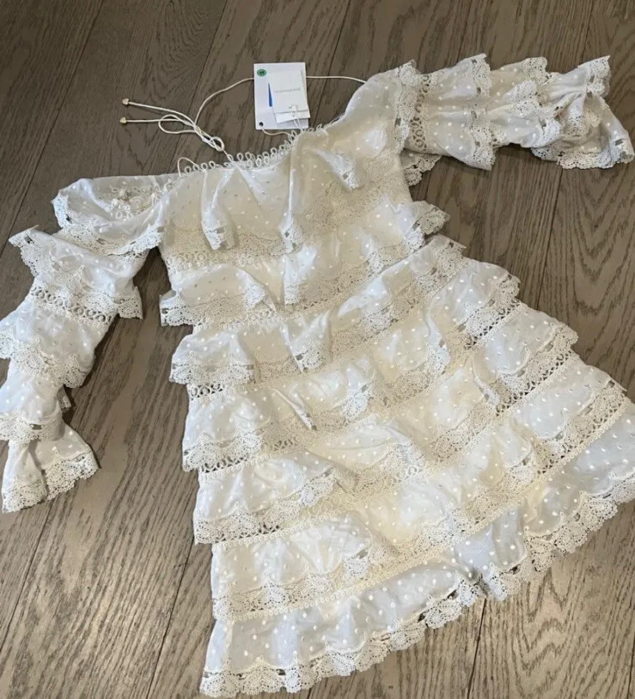 Embroidered Lace Tiered Mini Dress