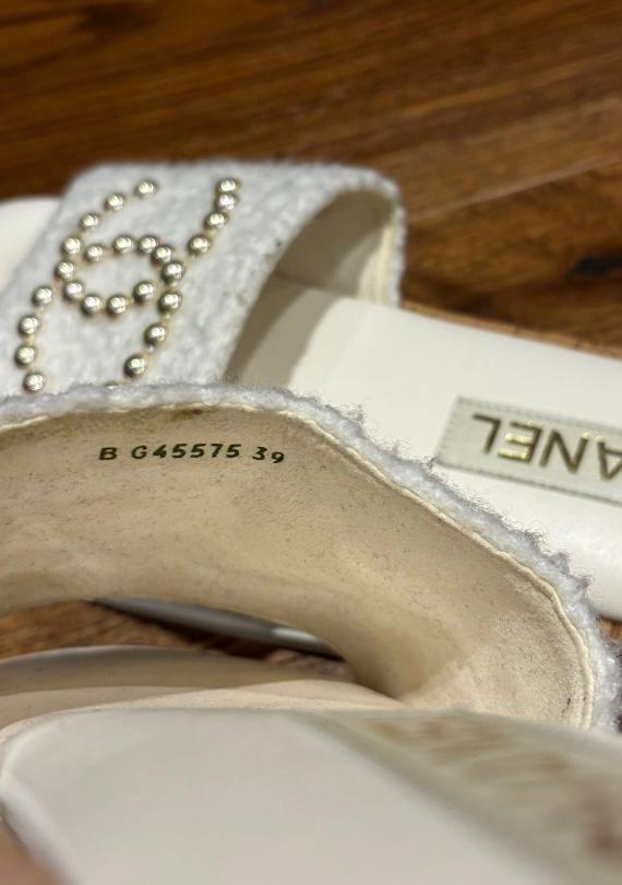 Chanel Embellished Terrycloth Slides