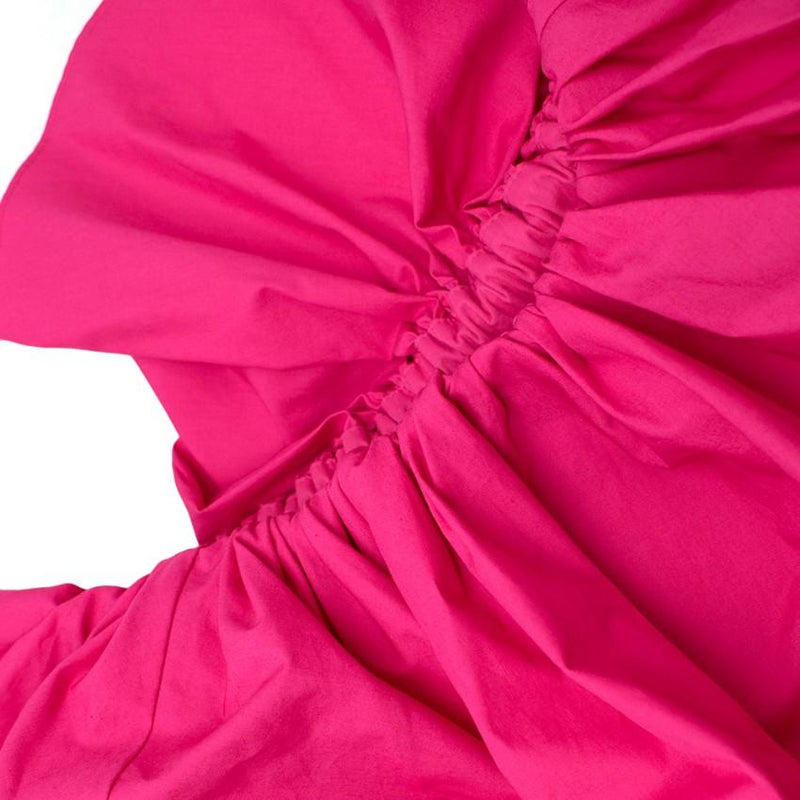 Self Portrait Fuchsia Embroidered Ruffle Off Shoulder Top