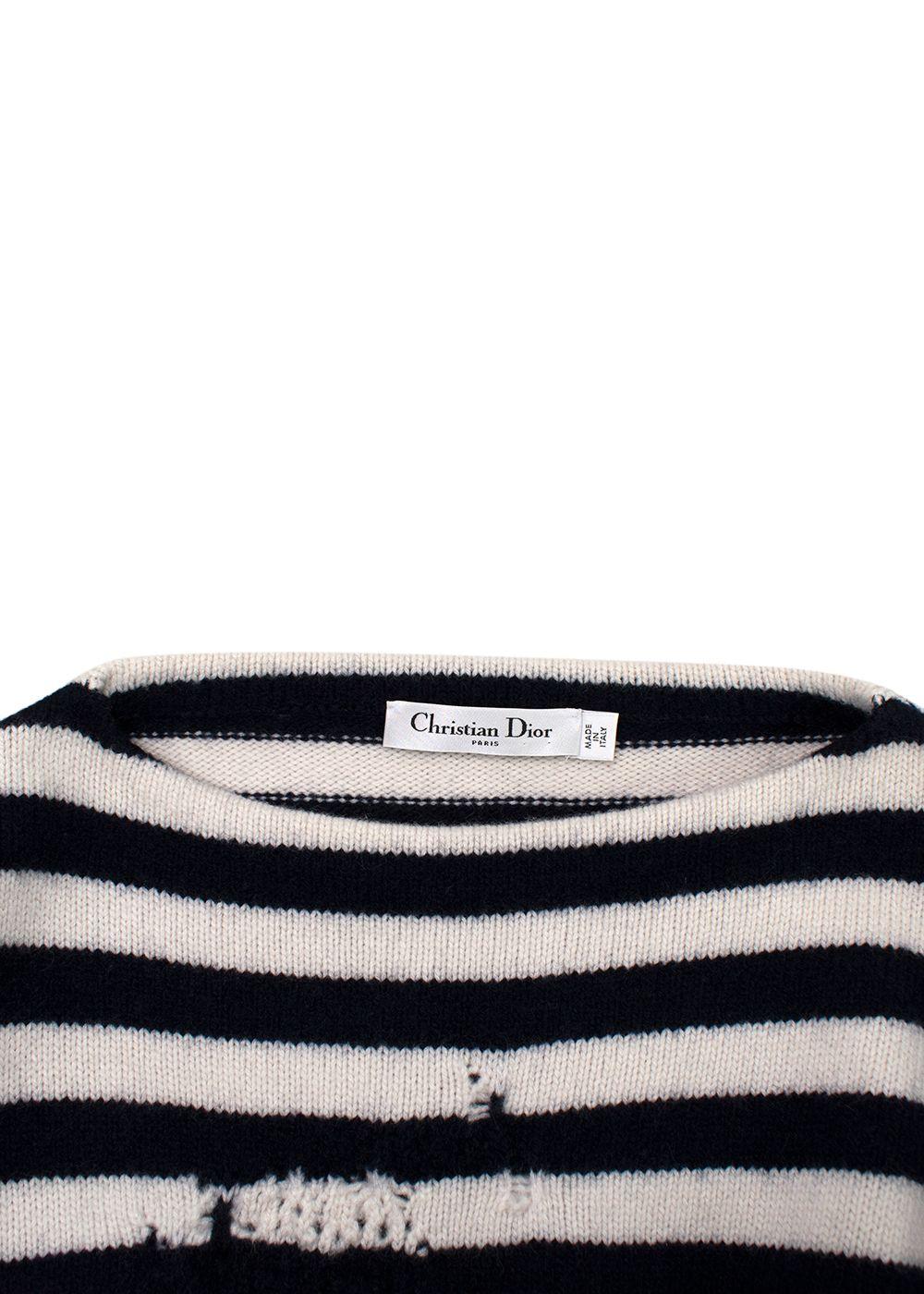 Dior Wool And Cashmere Fantaisie Blanc Distressed Jumper