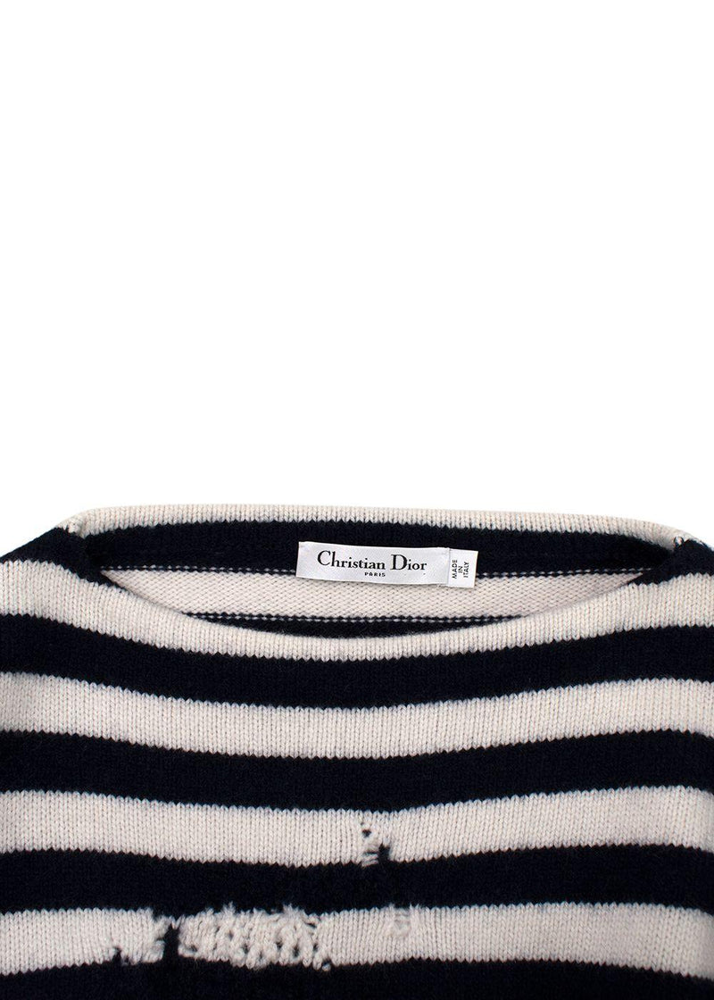 Dior Wool And Cashmere Fantaisie Blanc Distressed Jumper