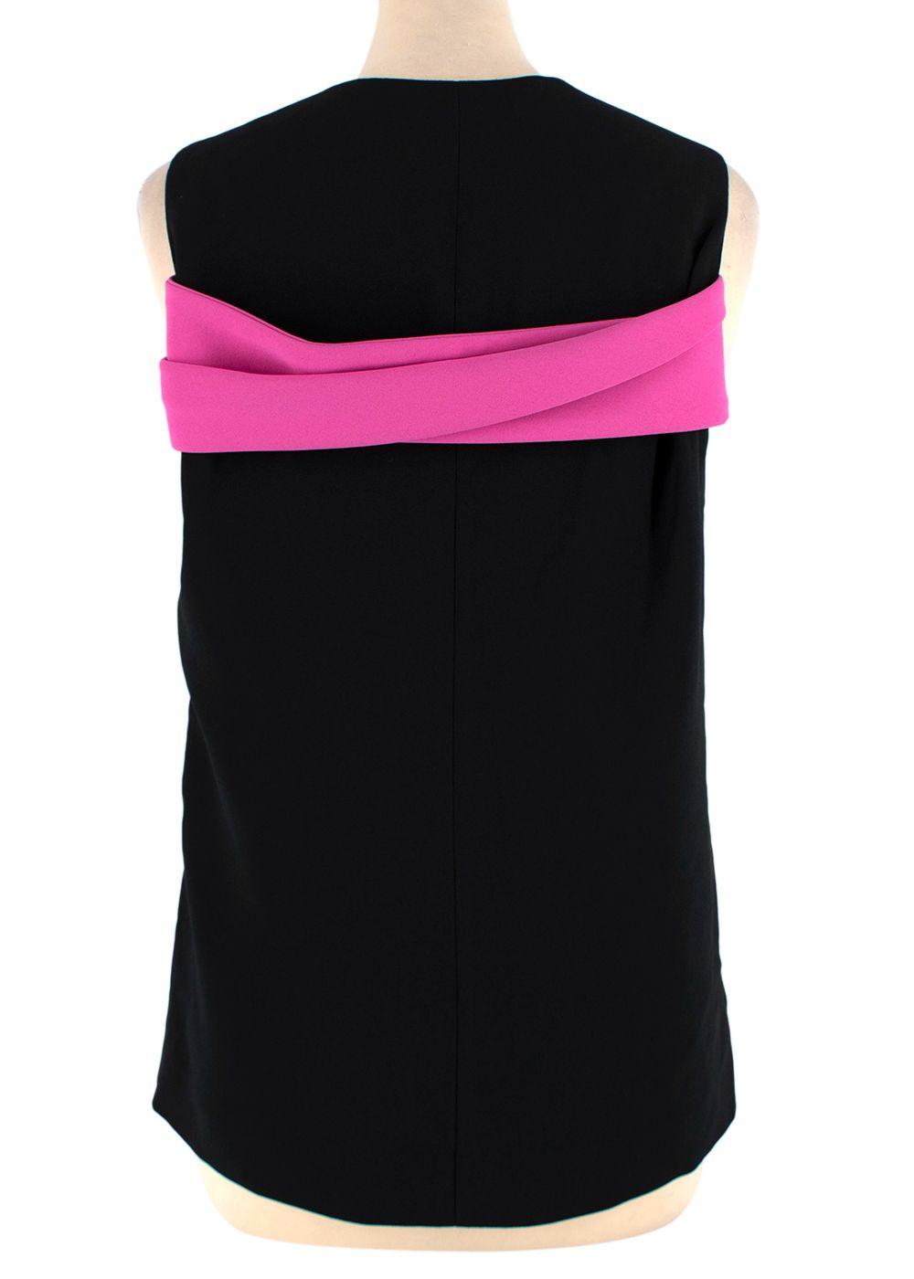 Balenciaga Black Crepe Top with Pink Tie Back