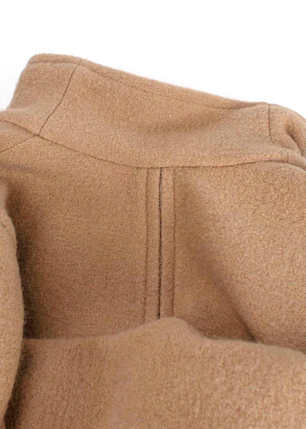 Bevza Camel Longline Wool Coat with Zipper Detail
