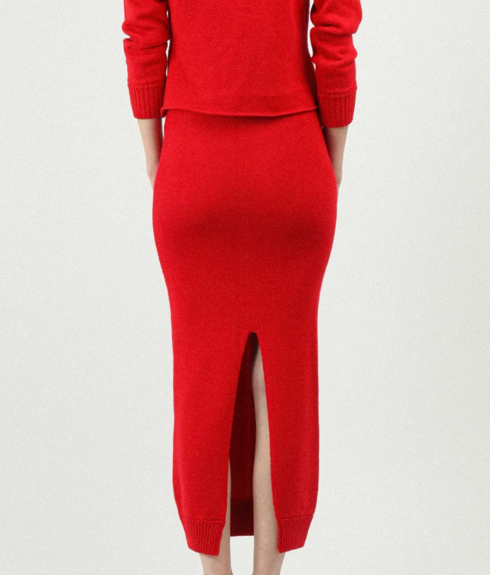 Rowen Rose Wool Knit Skirt