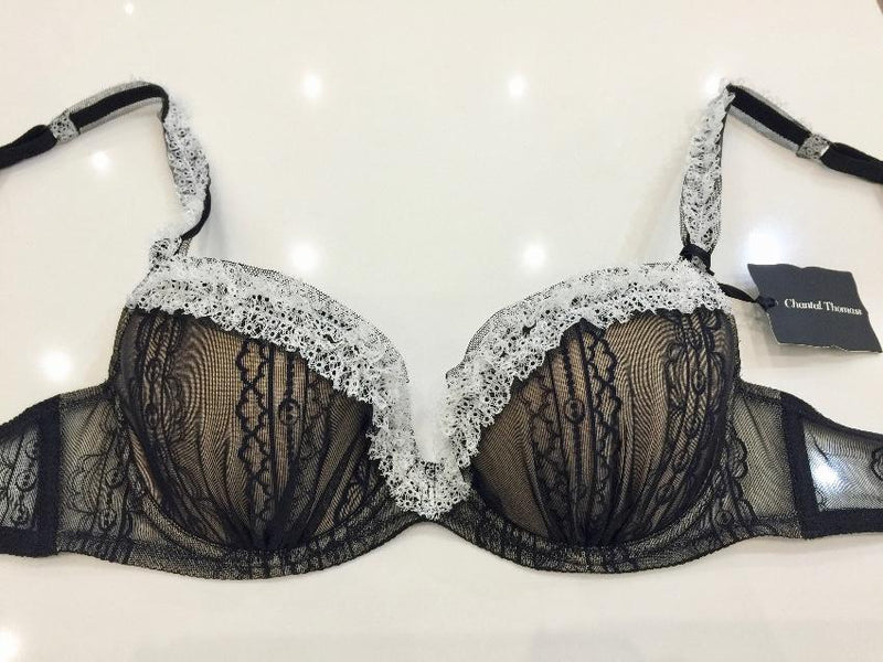 Chantal Thomass Tulle & Lace Frill Half Cup Bra & Brief Set