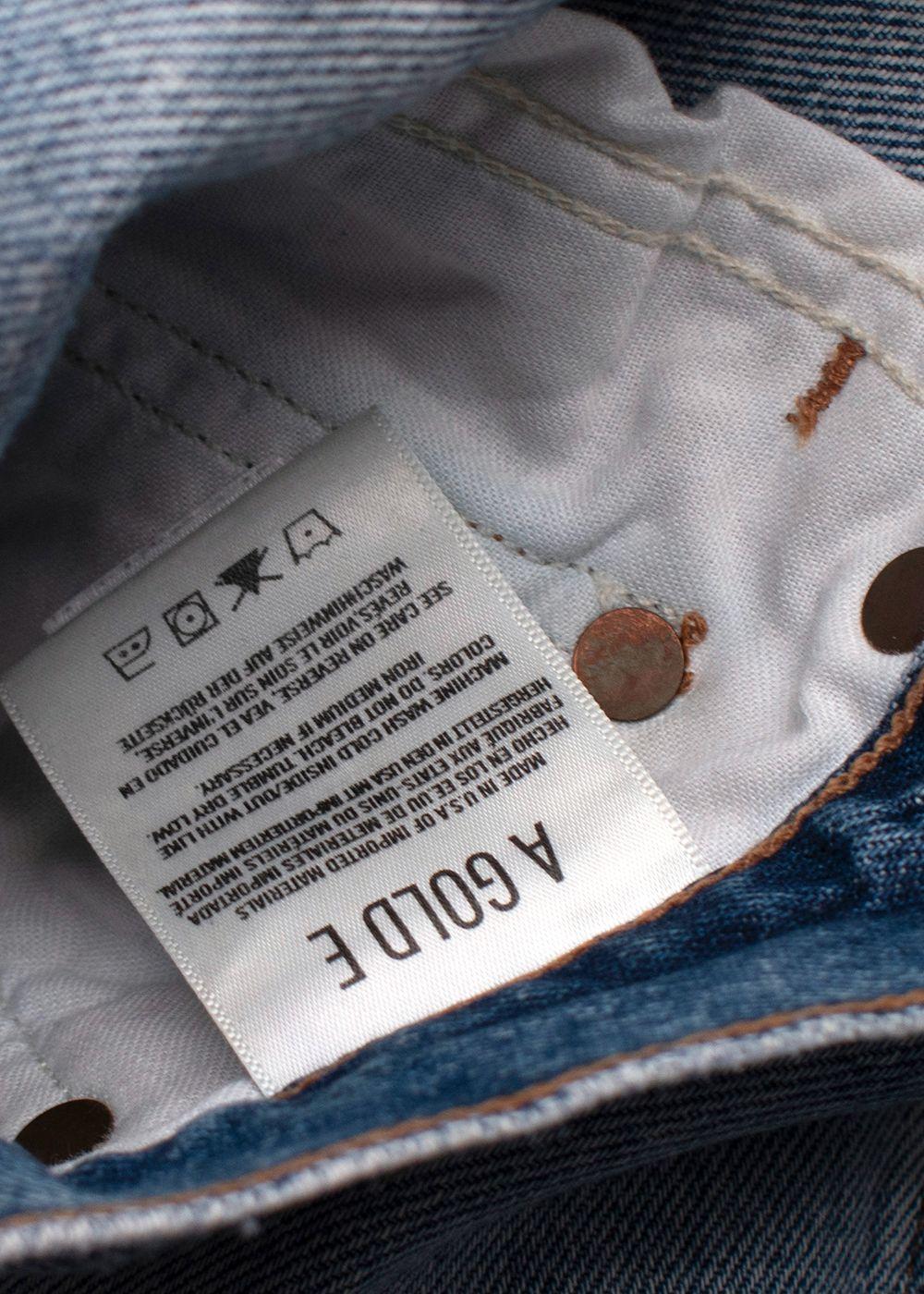 Agolde Blue High Waisted Frayed Hem Denim Jeans