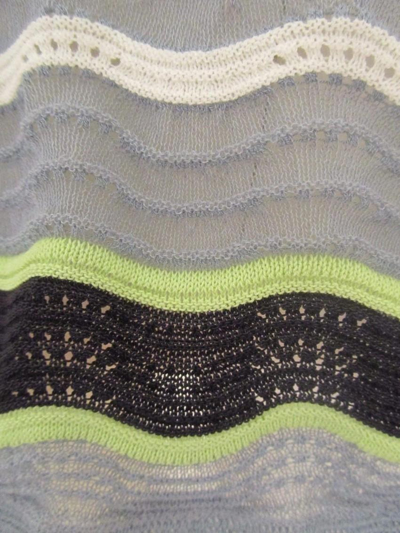 M Missoni Textured Crochet Knit Wave Stripe Top