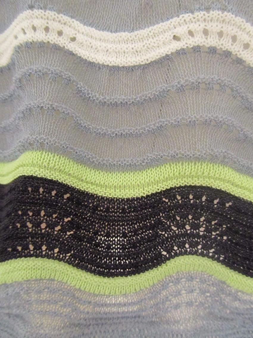 M Missoni Textured Crochet Knit Wave Stripe Top