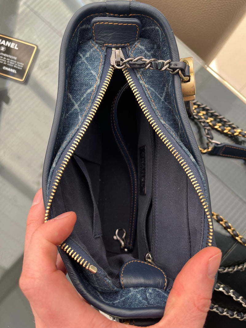 Chanel Small Denim and Calfskin Gabrielle Hobo