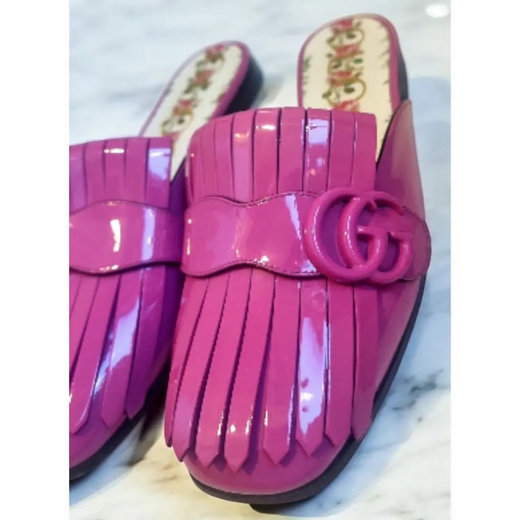 Gucci Fuchsia Genuine Leather Flat Shoes