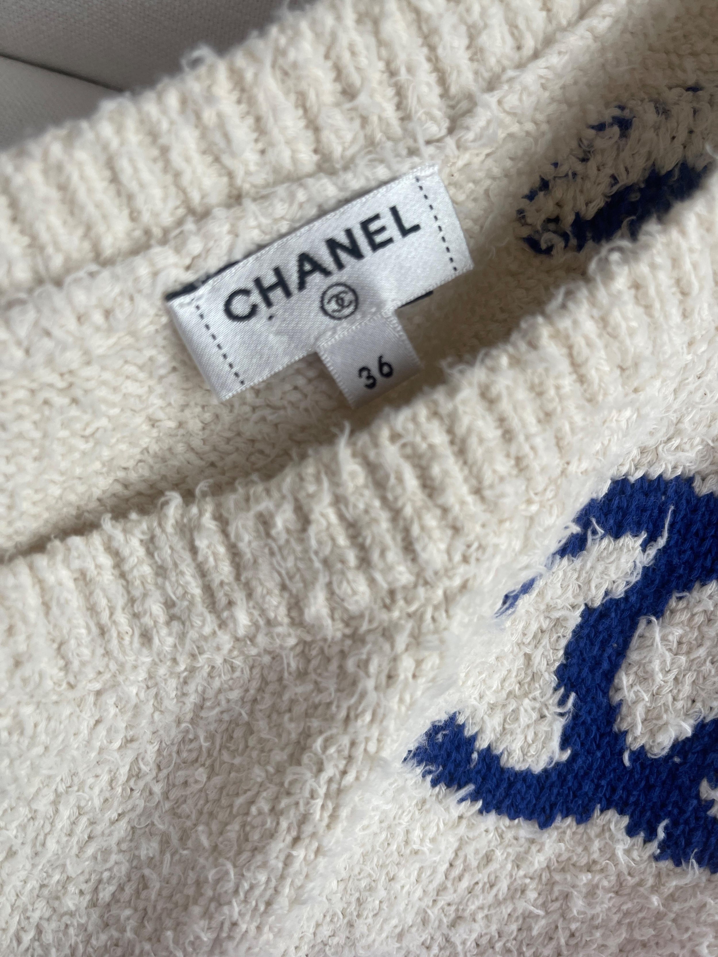 Chanel One Shoulder Knitted Logo Mini Dress