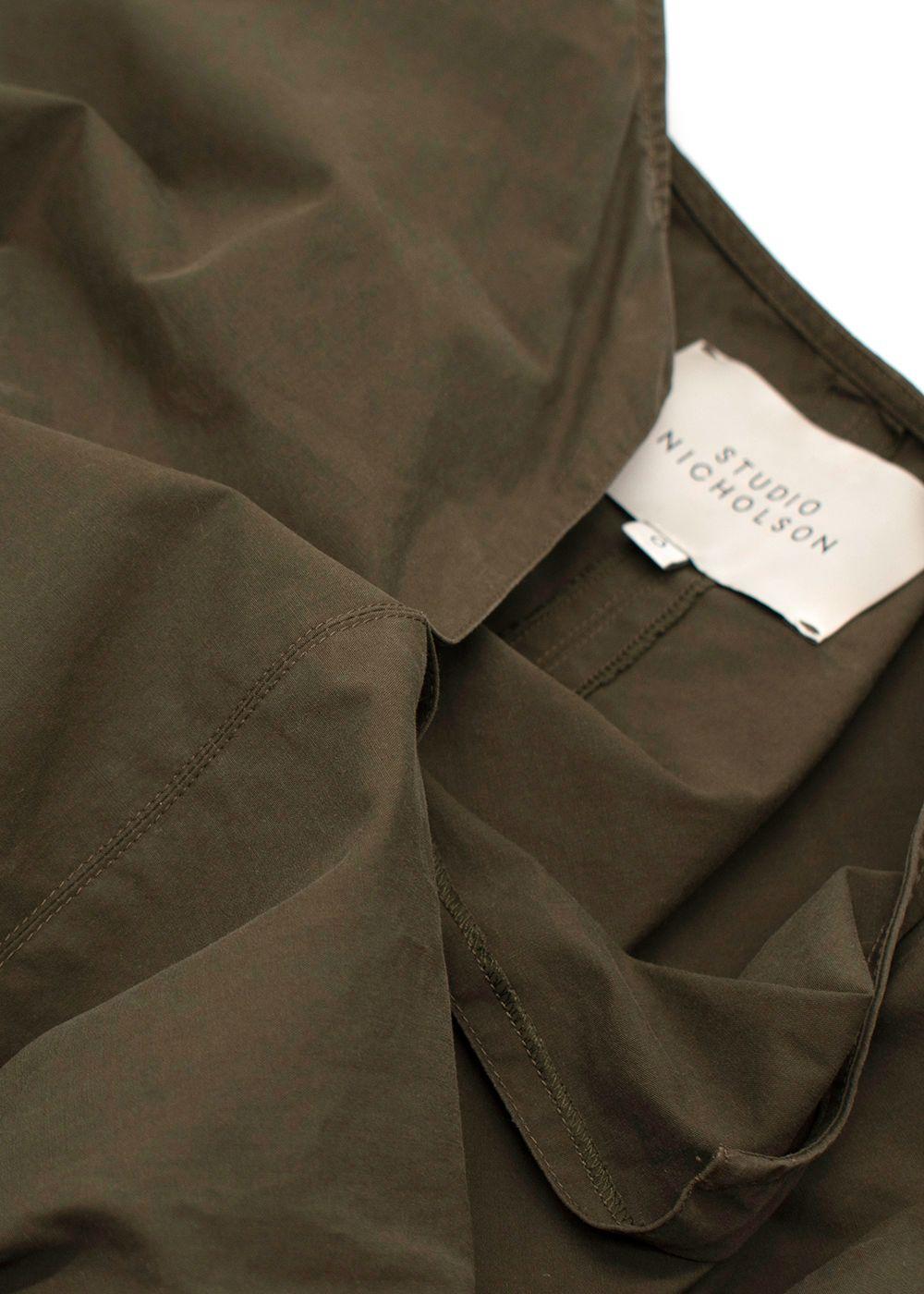 Studio Nicholson Cotton Poplin Olive Midi Dress