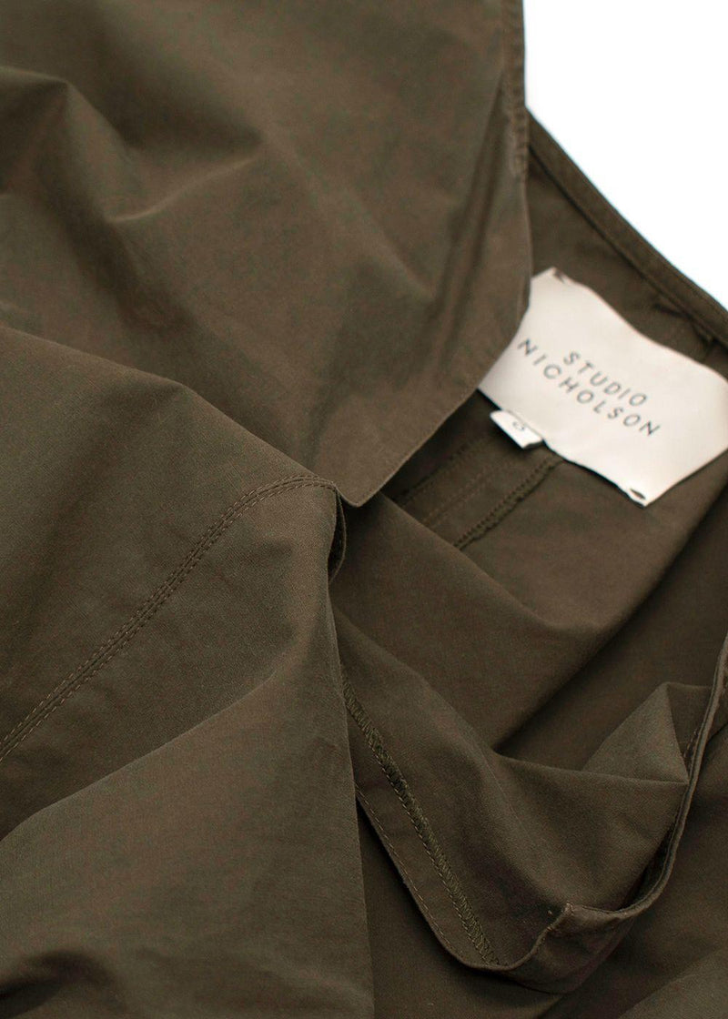 Studio Nicholson Cotton Poplin Olive Midi Dress