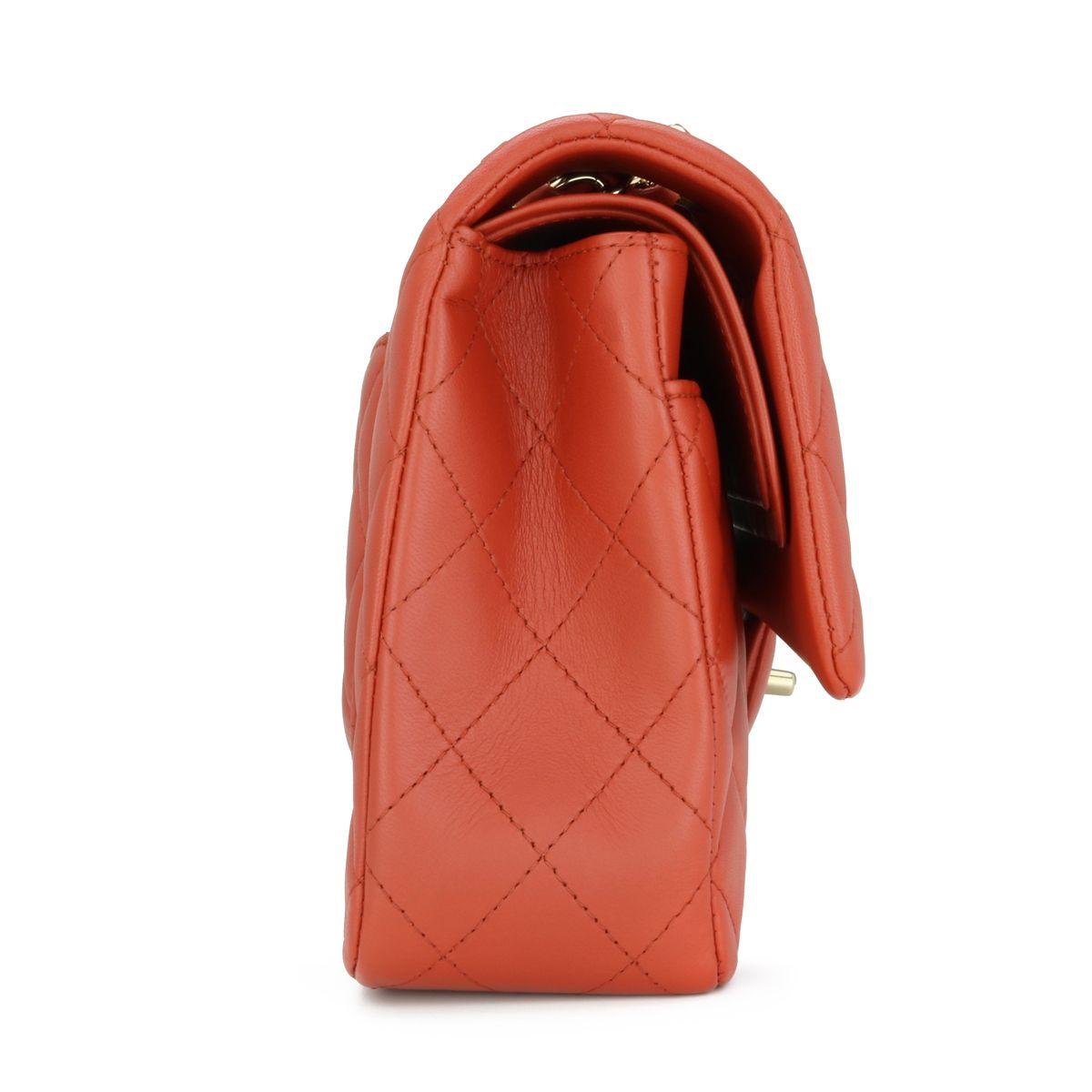 Chanel Brick Red Lambskin Medium Double Flap Bag