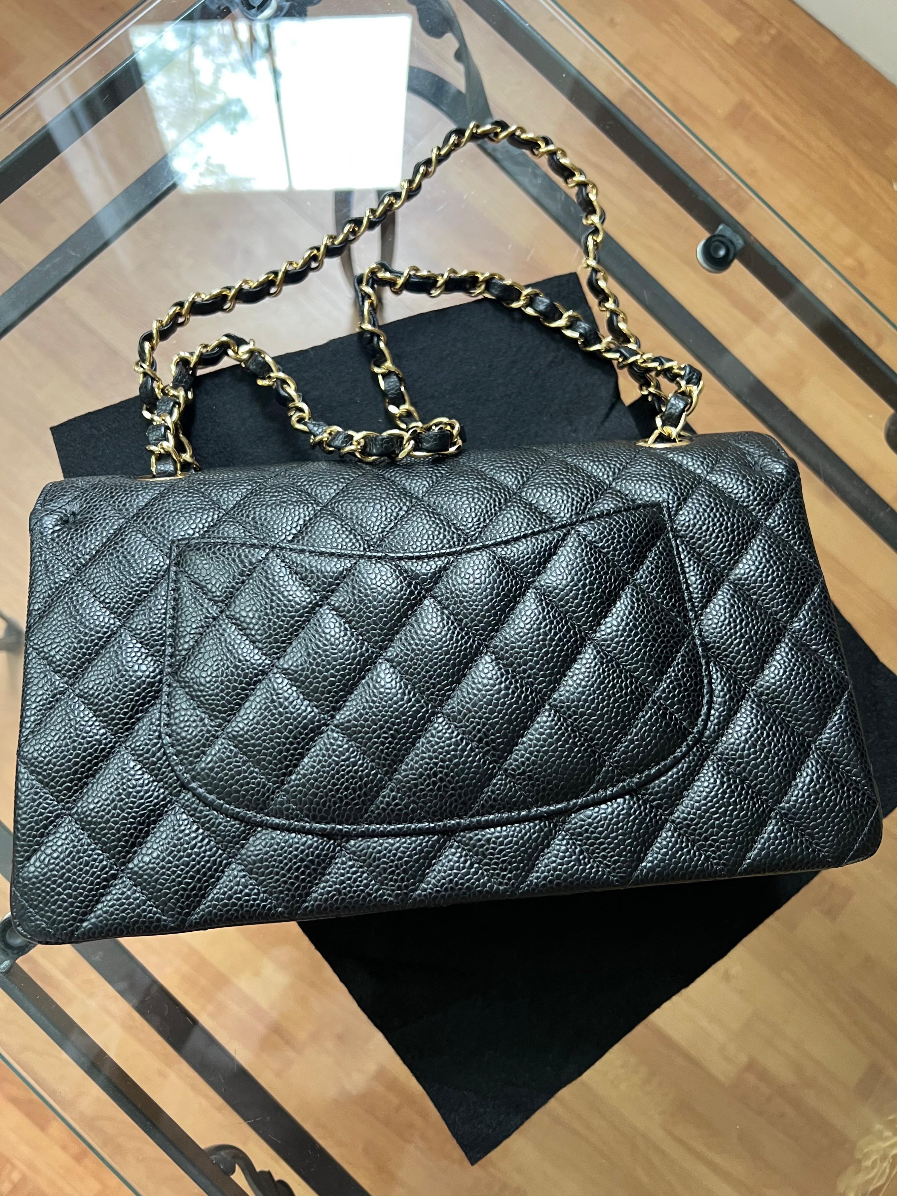 Black Caviar Medium Classic Double Flap Bag