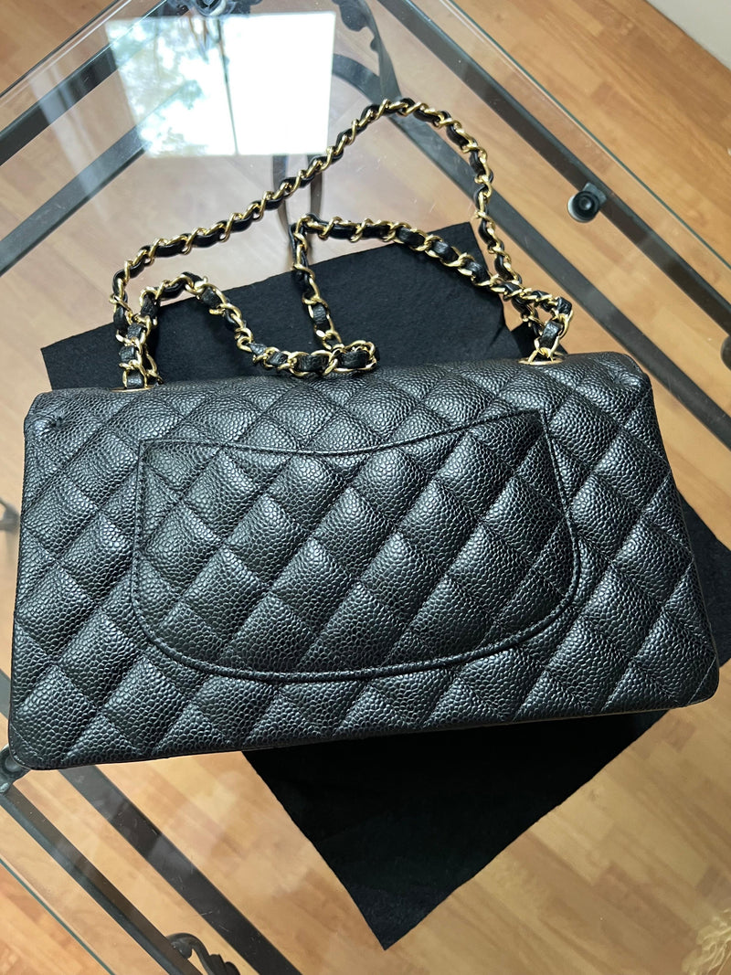 Black Caviar Medium Classic Double Flap Bag