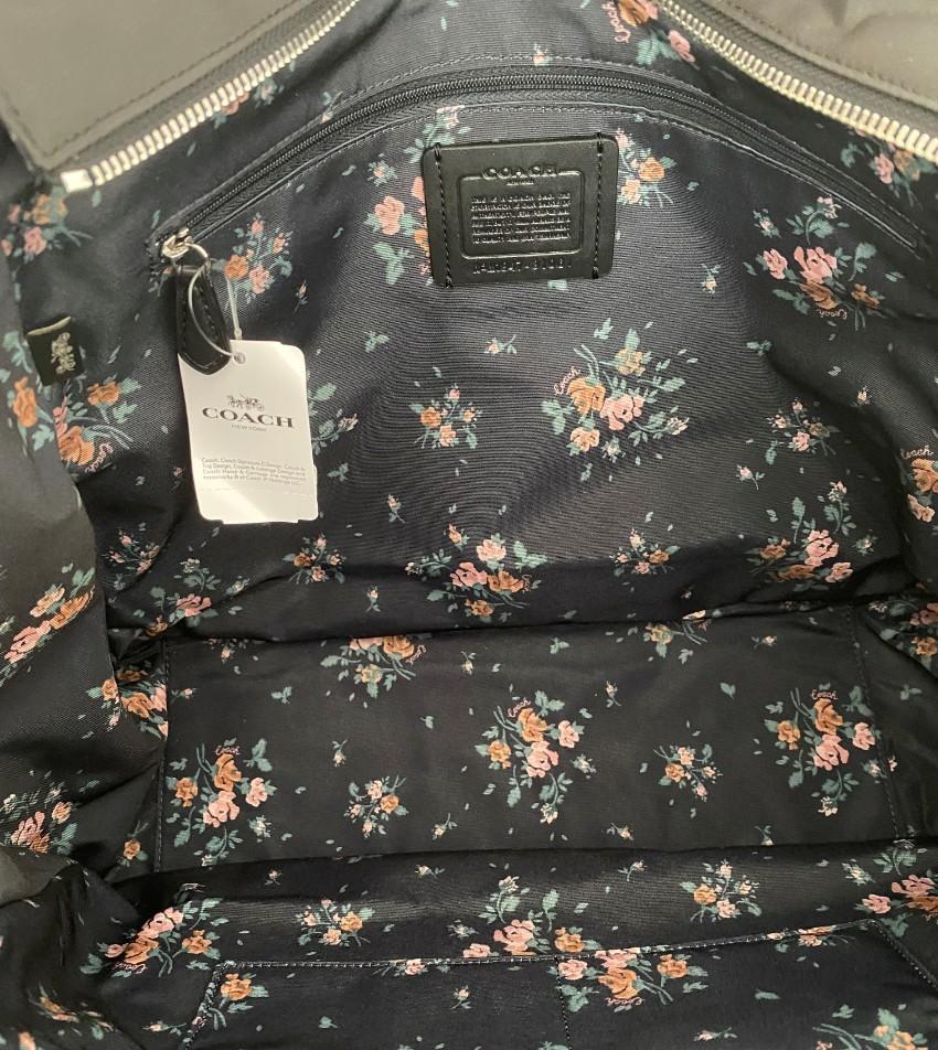 Coach Black Leather Trimmed Nylon Tote Bag