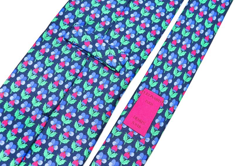 Leonard Paris Blue & Pink SIlk Printed Tie