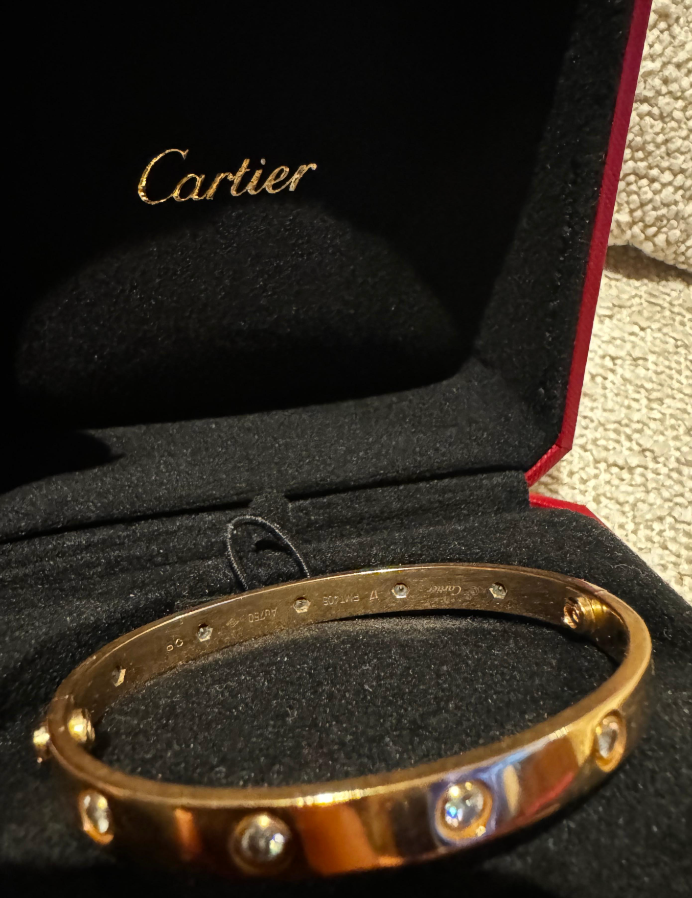 Cartier Rose Gold Bracelet 10 Diamonds size 17