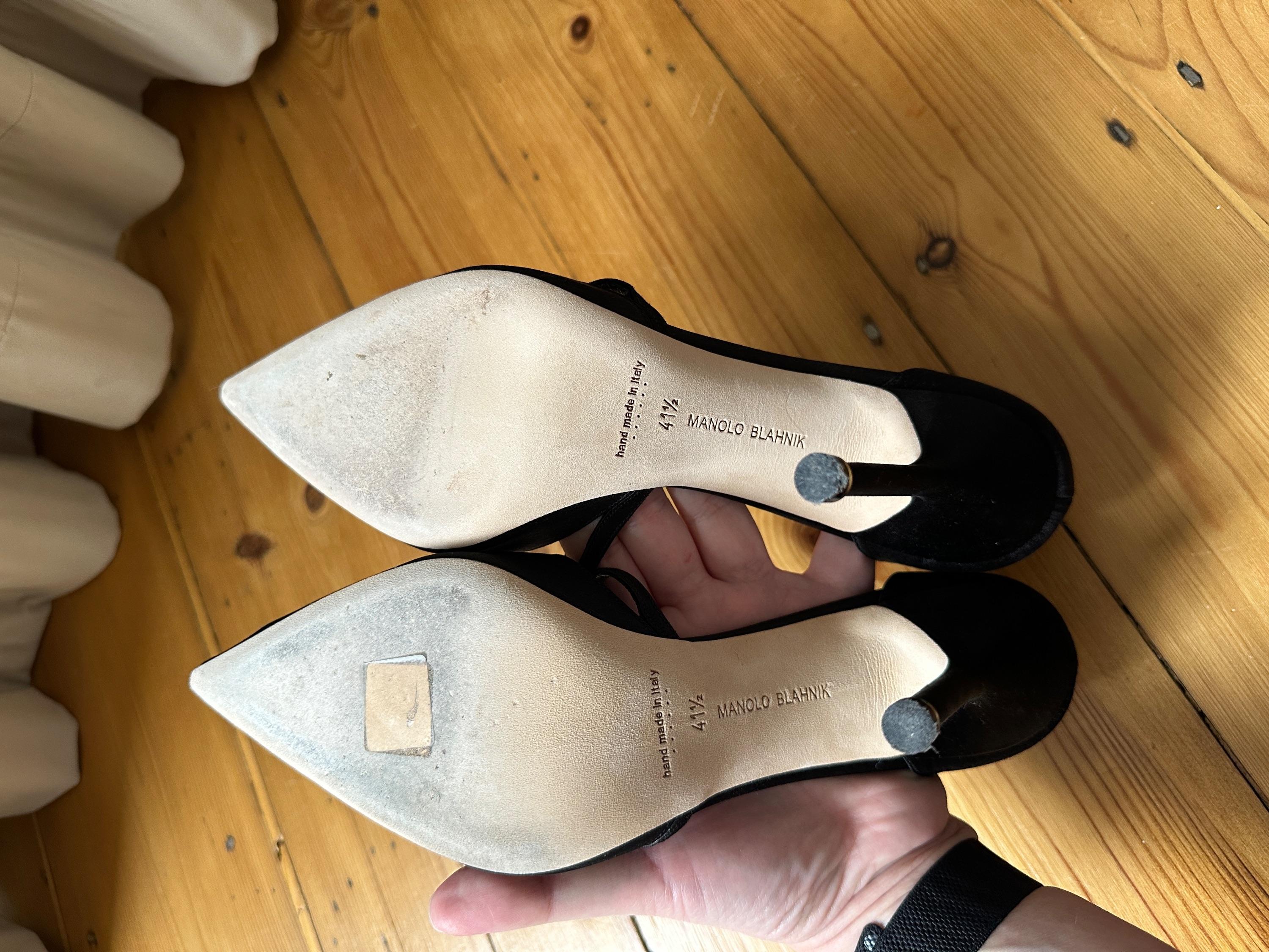 Manolo Blahnik Black Satin Seneca 105 Pumps