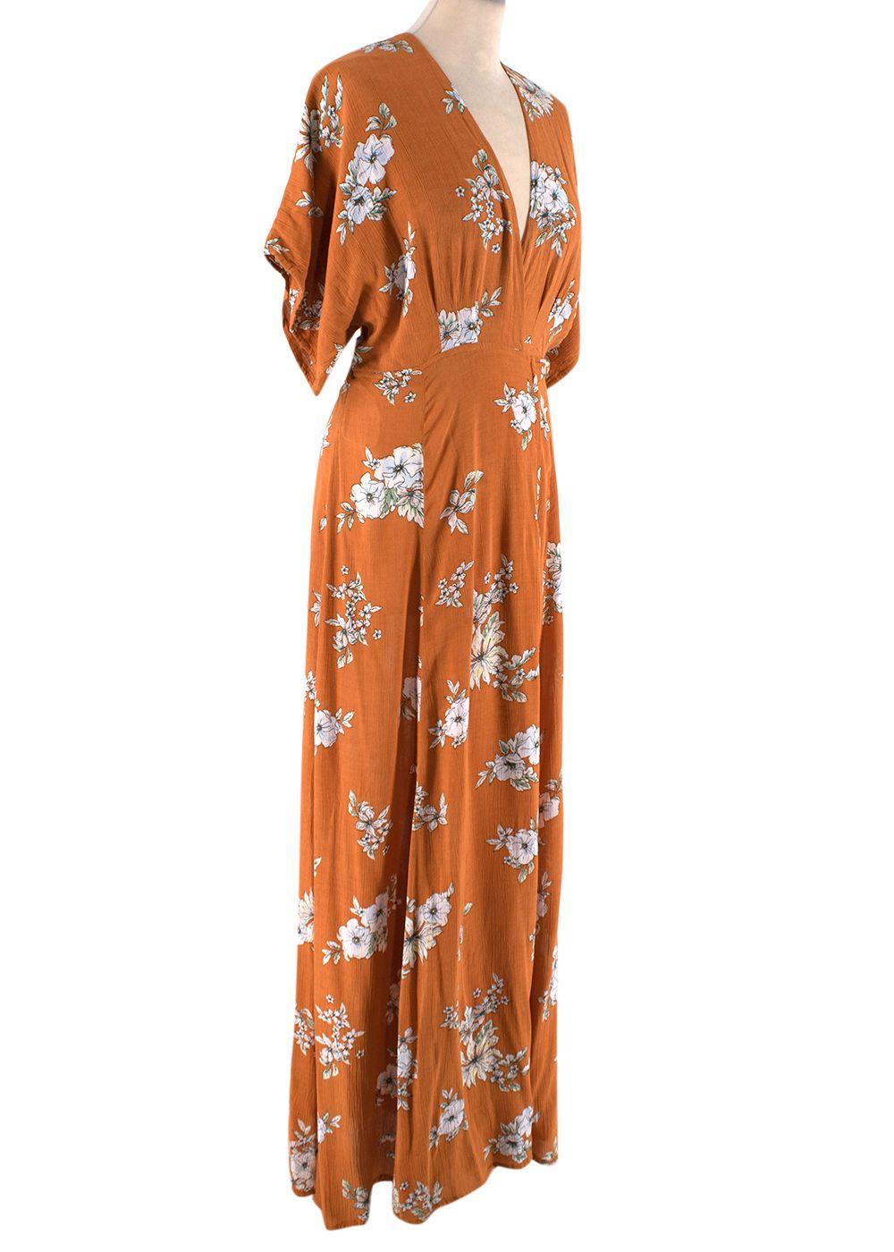 orange floral wrap dress