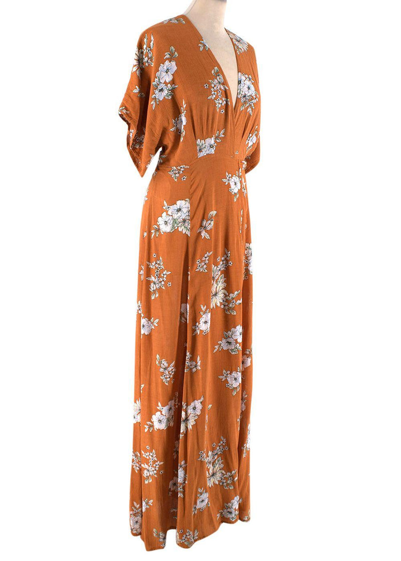 orange floral wrap dress