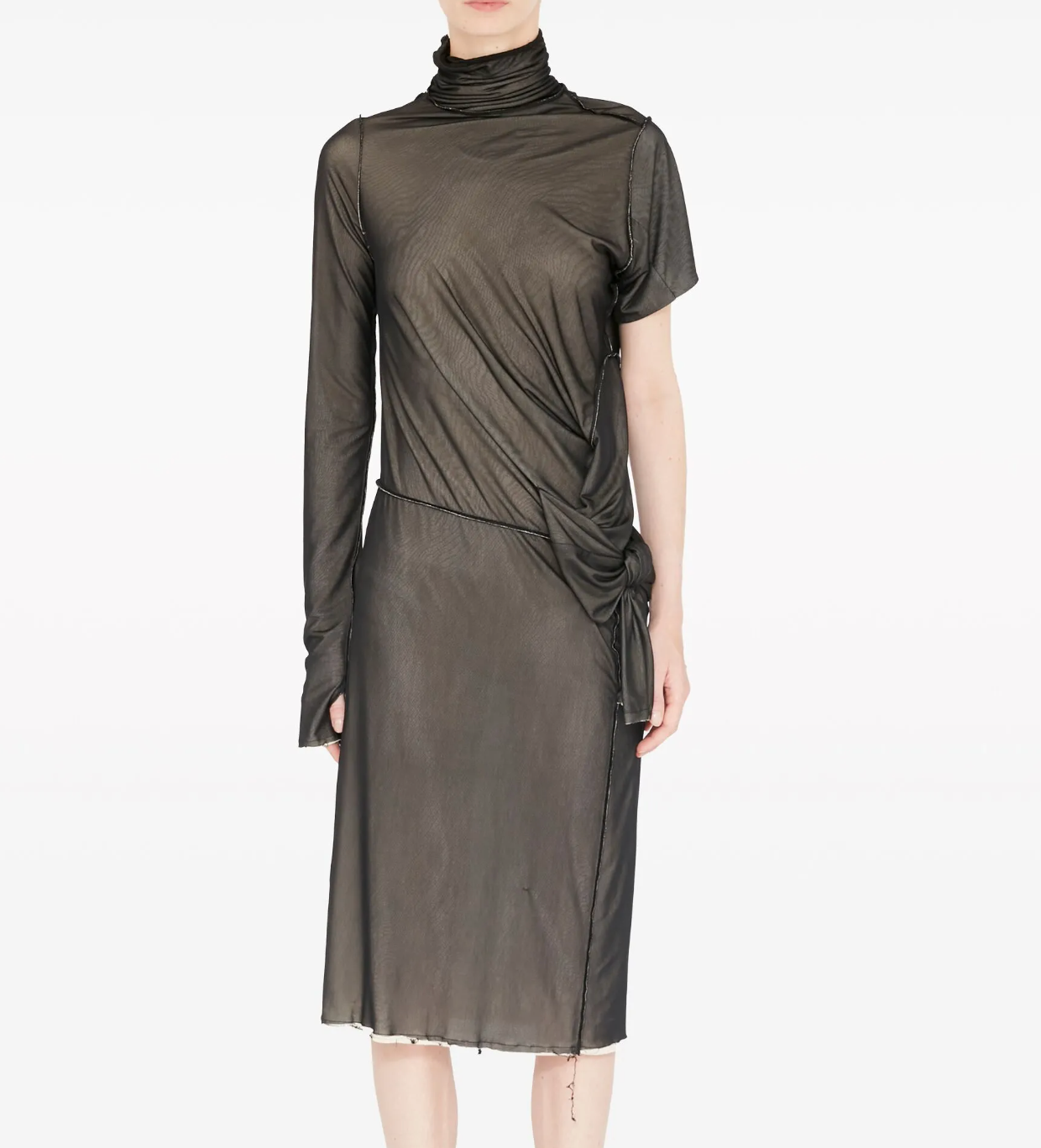 Maison Margiela Asymmetric Ruched Midi Dress