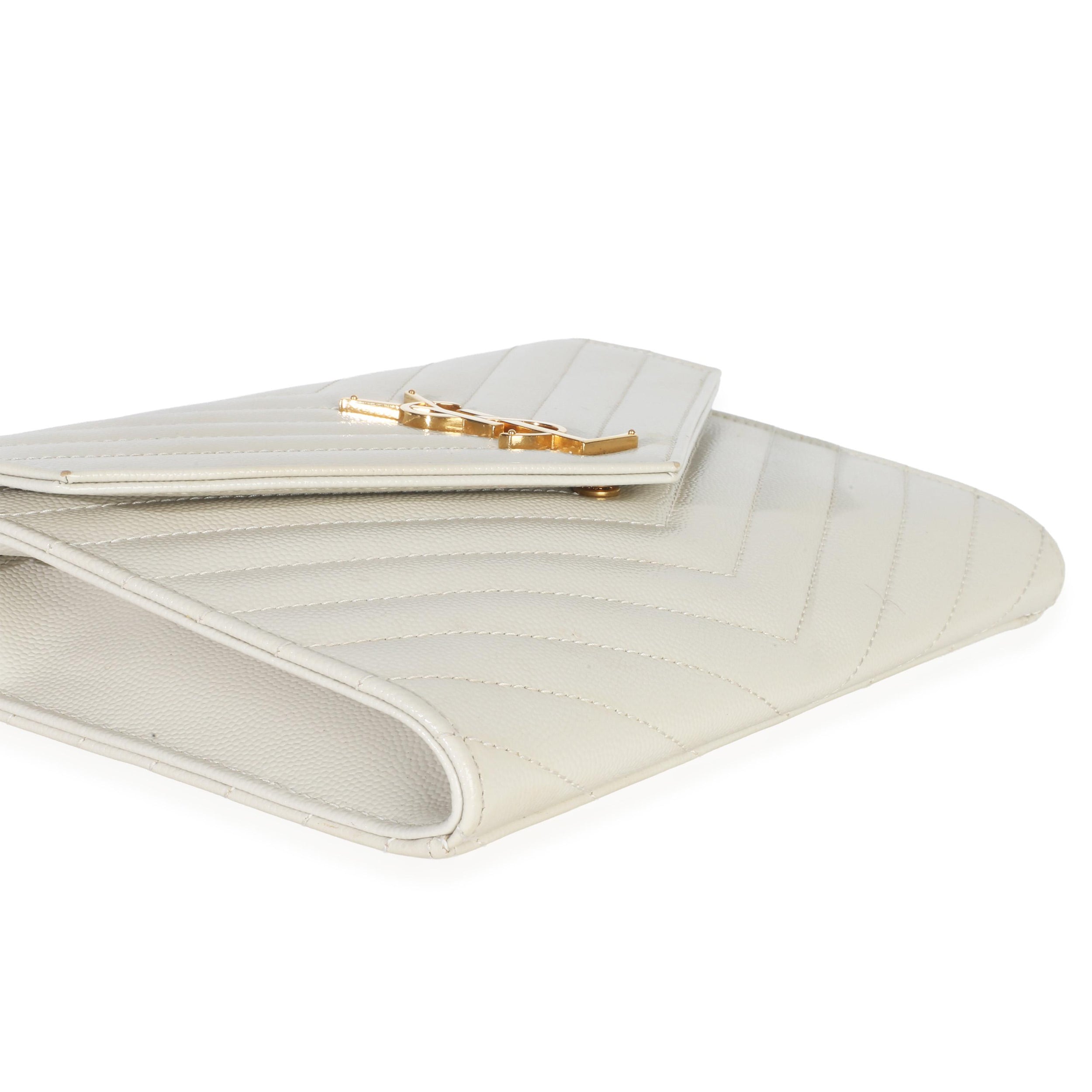 Saint Laurent Soft Grain De Poudre Triquilt Monogram Clutch