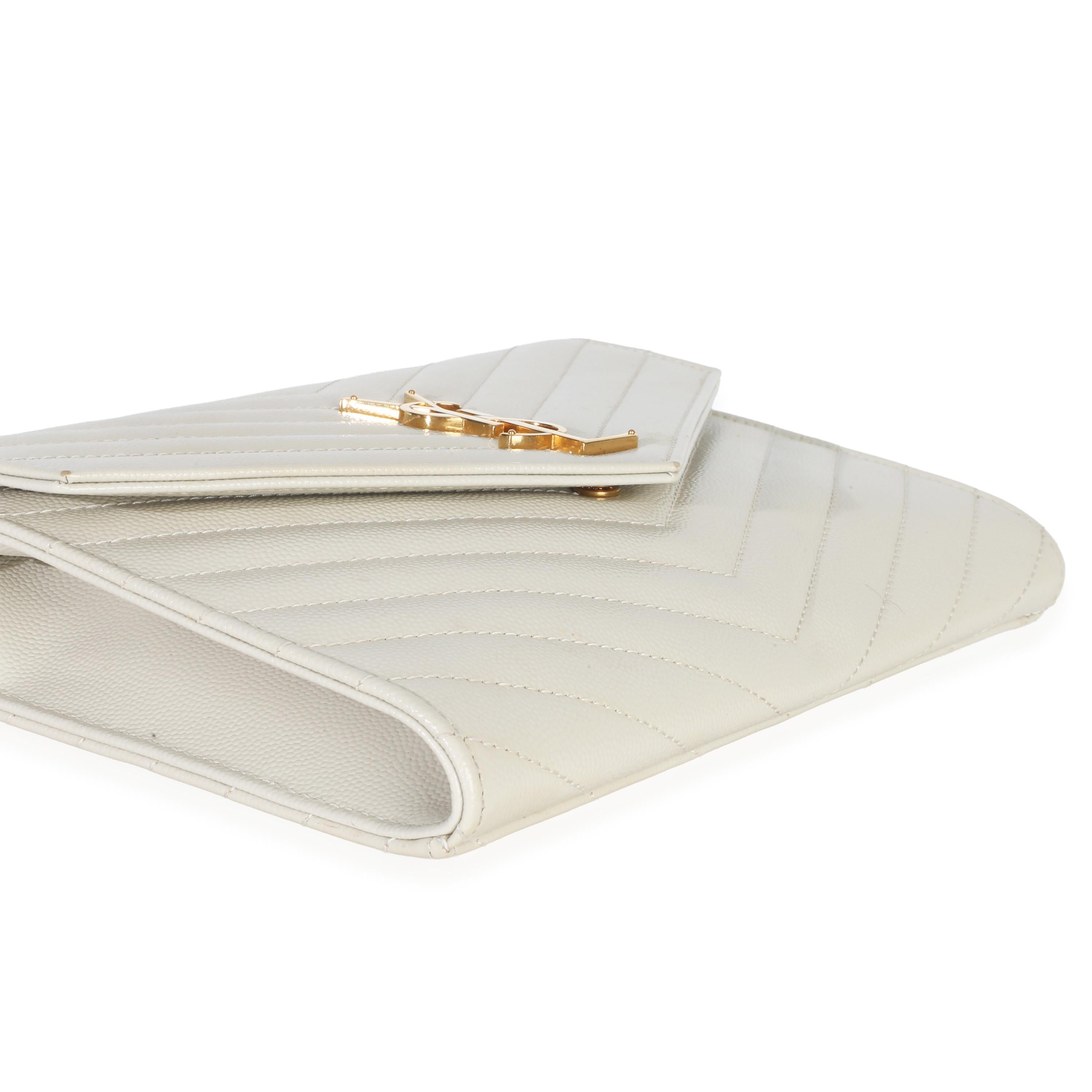 Saint Laurent Soft Grain De Poudre Triquilt Monogram Clutch