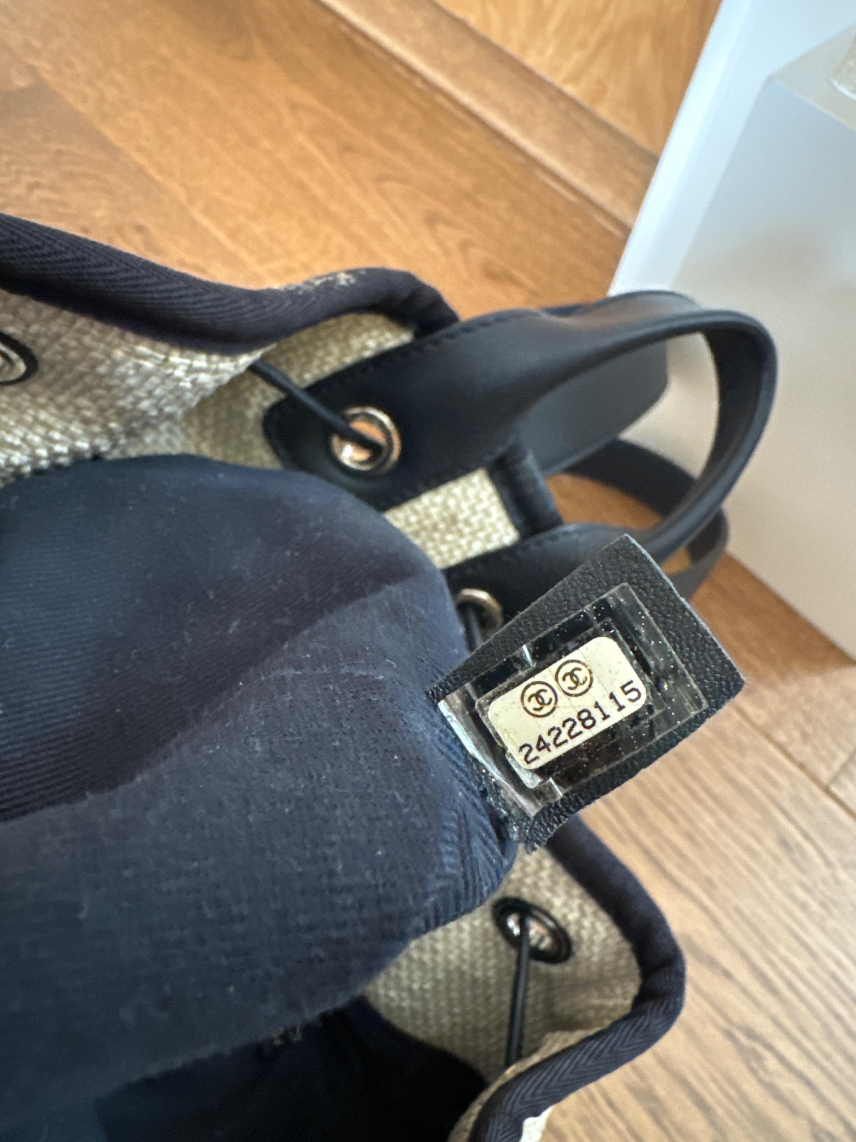 Deauville Beige Canvas With Blue Leather Trim Backpack/Rucksack