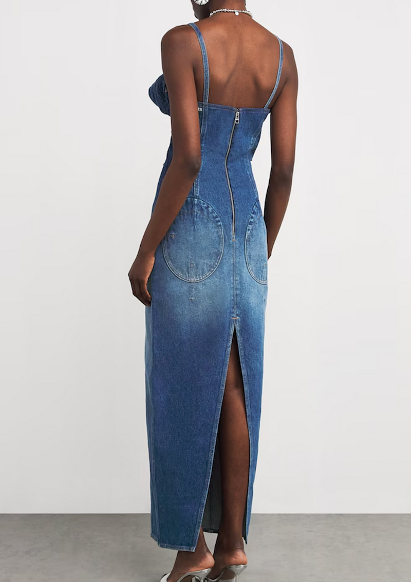 Jean Paul Gaultier Denim Iconic Cups Maxi Dress
