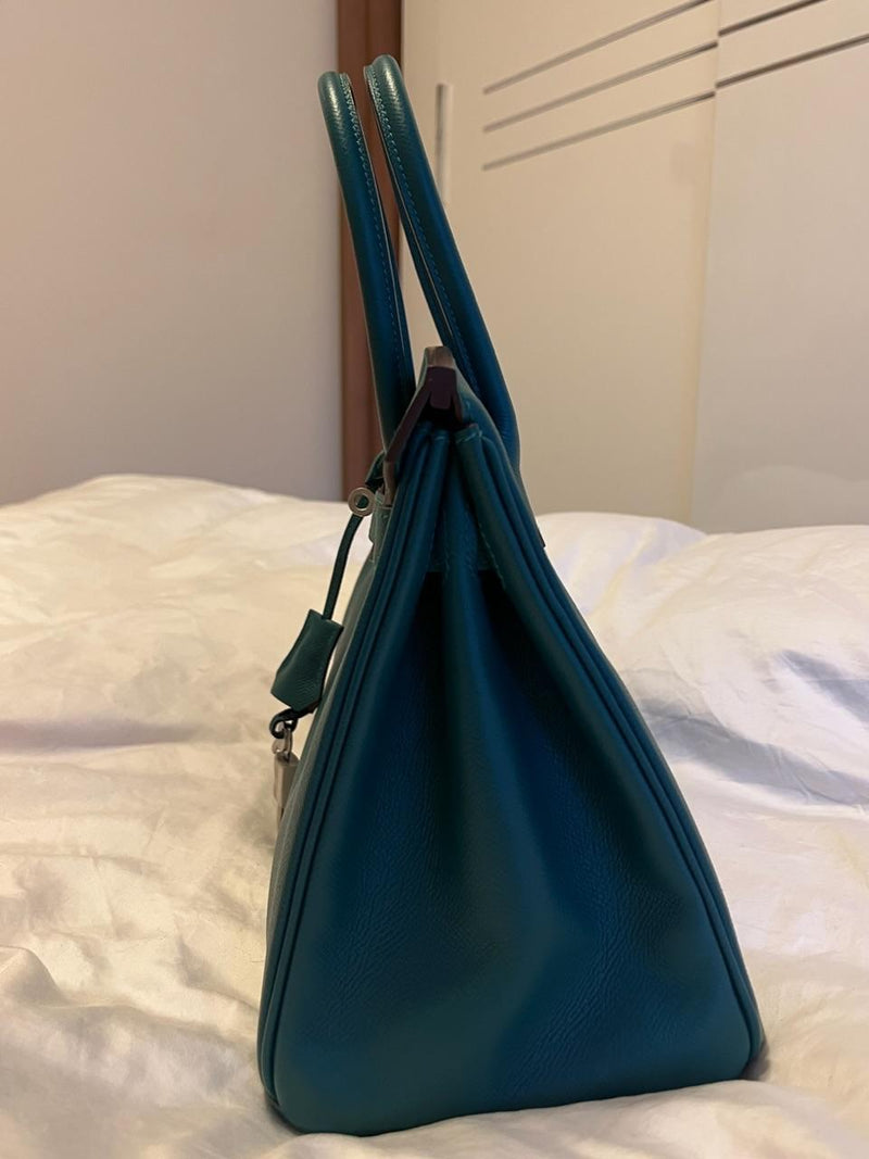 Hermes HSS  Birkin 30 in Malachite and Anenmone Epsom Leather with Brushed Palladium Hardware